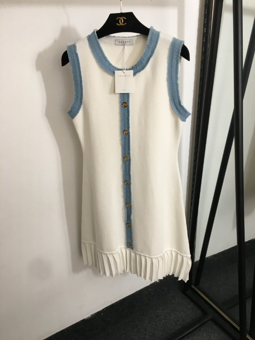 Sandro White Sleeveless Knit Dress